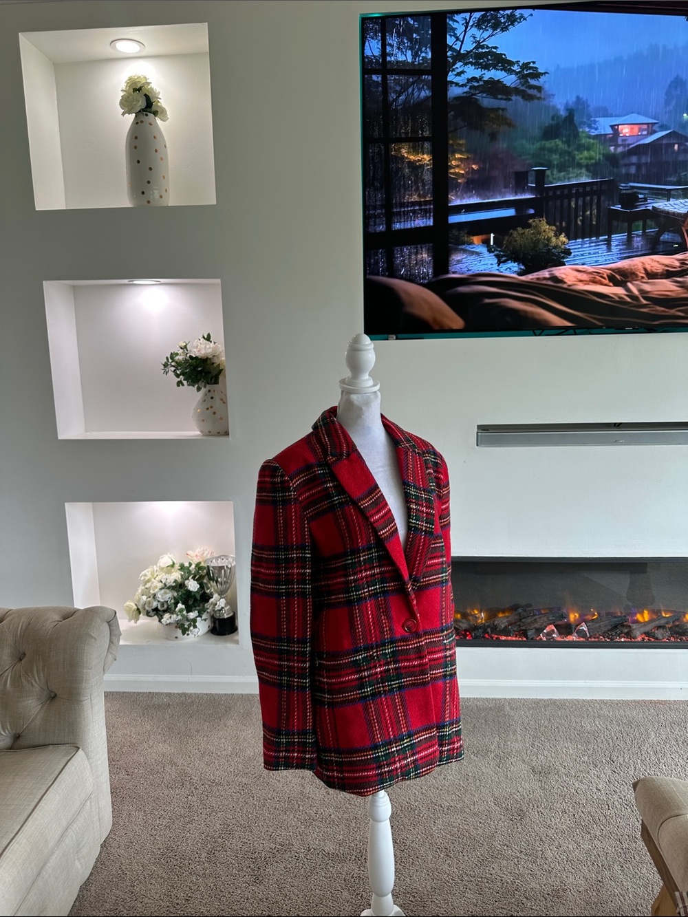 Vici Red Black Plaid Blazer Jacket